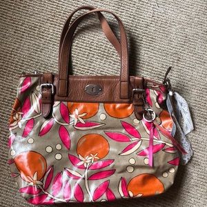 Fossil orange blossom coated canvas bag